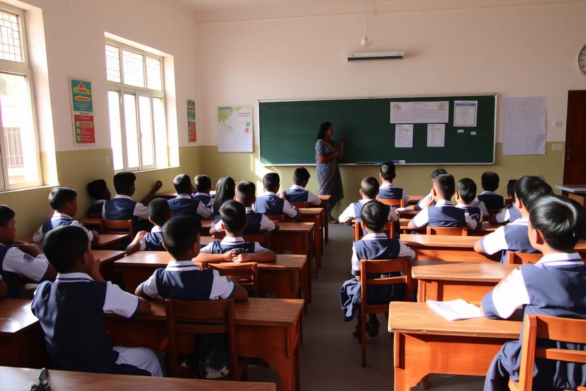 Class VII science period in progress